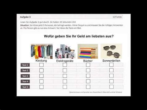 ÖSD A1 Modellsatz Nr 12 HÖREN AUFGABE 1 2 3 YouTube