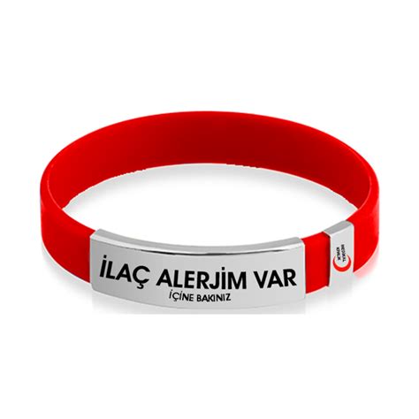 İLAÇ ALERJİM VAR GÜMÜŞ SİLİKON KAYIŞLI BİLEKLİK