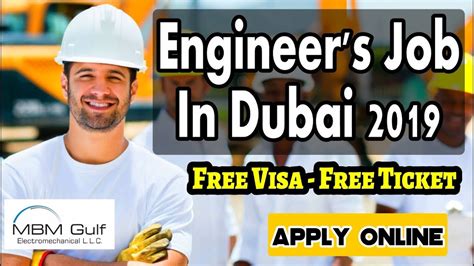 Engineer S Job In Dubai Free Visa Free Ticket Apply Online