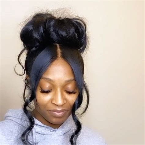 Unique Messy Bun Hairstyles For Black Hair With Weave For Short Hair