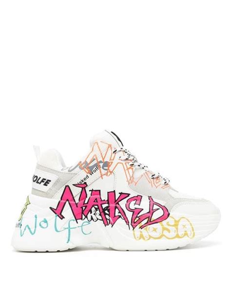 Naked Wolfe Track Graffiti Print Sneakers In White Lyst