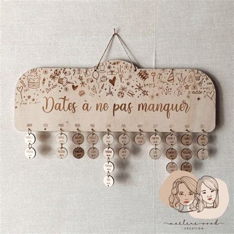 Calendrier Anniversaire En Bois Personnalis Accrocher Etsy France