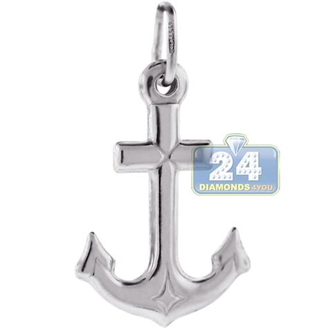 Mens Medium Puff Mariner Anchor Pendant 925 Sterling Silver