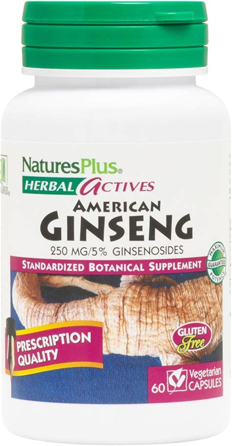 Natures Plus Herbal Actives American Ginseng 250 Mg 5 Ginsenosides 60 Vegan