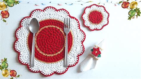 MANTEL INDIVIDUAL NAVIDEÑO A CROCHET TUTORIAL PASO A PASO YouTube