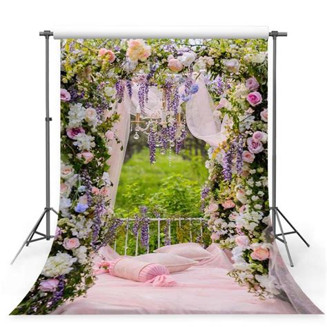 Headboard Pink Bed Flowers Photo Backdrops G 234 Dbackdrop