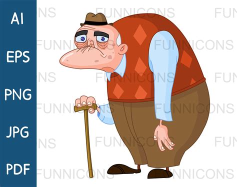 Old Man With Cane Clipart