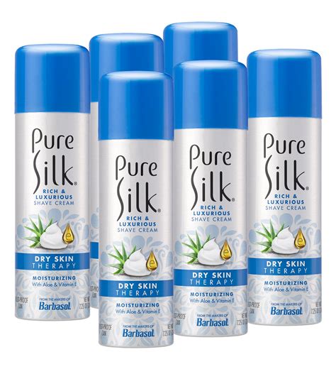 Pure Silk Dry Skin Shave Cream, 7.25 Ounces (Pack of 6)