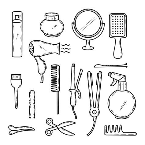Premium Vector | Vector contour set of hairdressing tools and