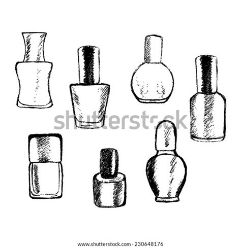 Hand Drawn Set Nail Polish Bottles Stock Vector Royalty Free