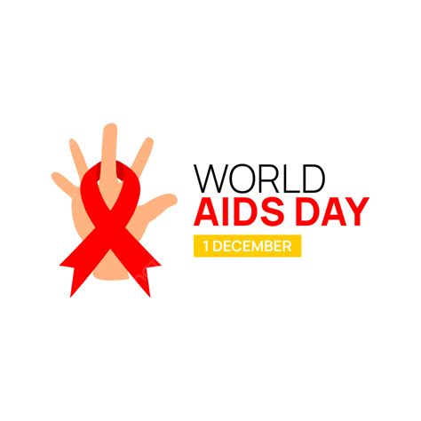 Hand Illustration And Red Ribbon Suitable For World Aids Day December 1