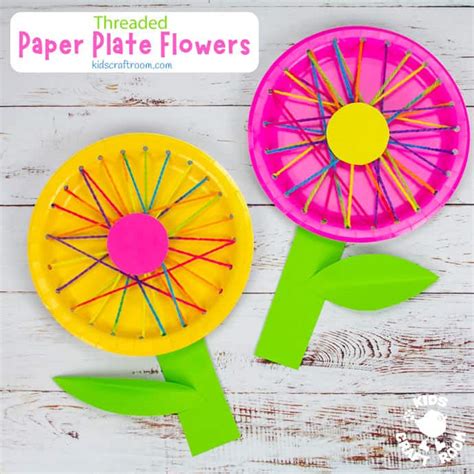 Threaded Paper Plate Flowers - Kids Craft Room