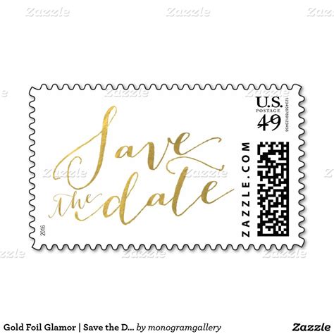 Gold Foil Glamor Save The Date Postage Zazzle Save The Date