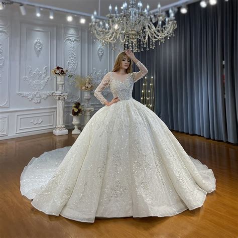 NS4689 Amanda Novias Real Work Beading Lace Ball Gown Bridal Dresses