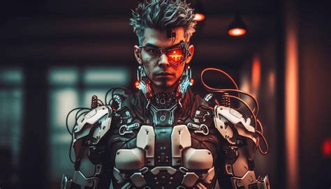 Premium Photo Futuristic Sci Fi Cyberpunk Cyborg In Cyberpunk City