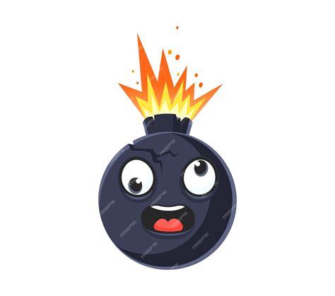 Cartoon bomb character with crazy funky boom face | Premium AI