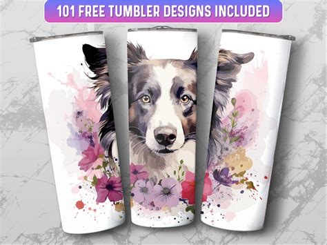 Border Collie Tumbler Wrap Png Oz Skinny Tumbler Wrap Sublimation