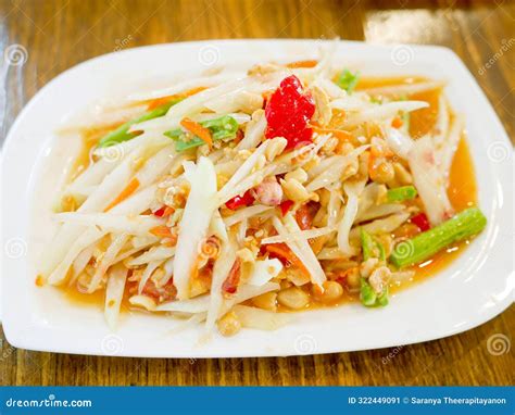 Thai Green Papaya Salad Som Tam Or Som Tum Stock Image Image Of