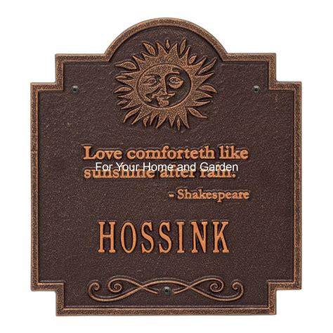 Sun Poem Personalize Address Plaque In Antique Copper