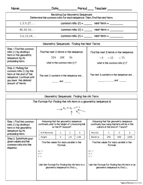 Arithmetic And Geometric Sequences Worksheet