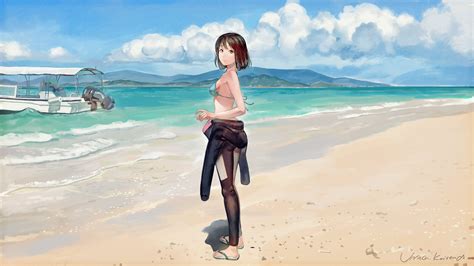 Original Characters Standing Women Outdoors Brunette Anime Anime