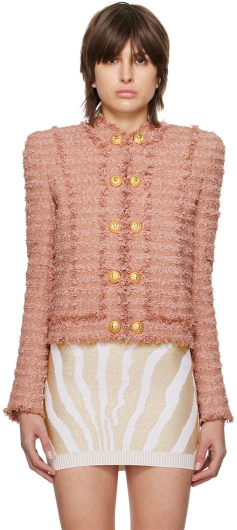 Balmain Pink Fringed Blazer In 0am Nude Foncé ModeSens