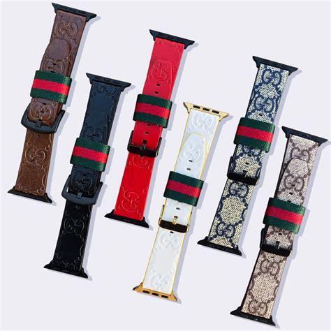 Gucci Apple Watch Band Leather Iwatch Band Luxury Classic Gg Print