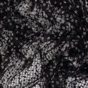 Tulle Black White Flowers Bloomsbury Square Dressmaking Fabric