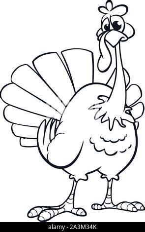 Thanksgiving Funny Cartoon Outline Vector Cartoon Turkey For Coloring