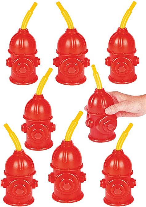 4es Novelty Fire Hydrant Straw Cups With Lids 10 Pack 12oz For Paw