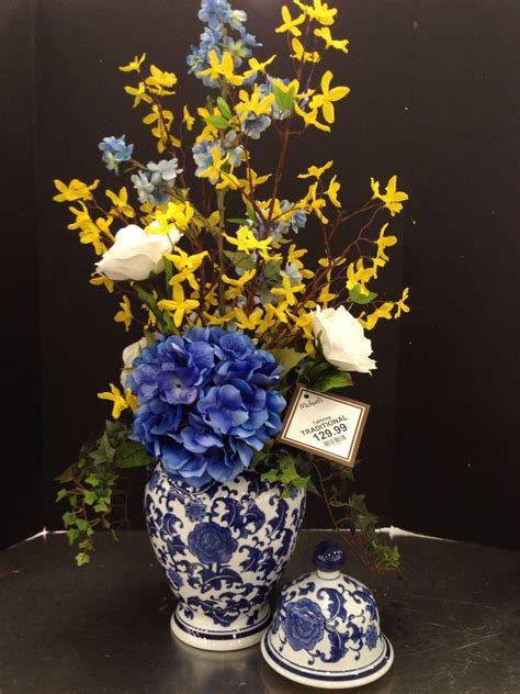 Formidable Blue And Yellow Silk Flower Arrangements Home Depot