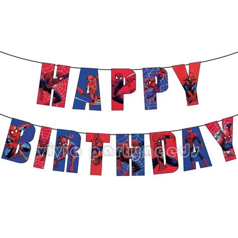 Spider Man Happy Birthday Letter Shape Banner Shopee Malaysia