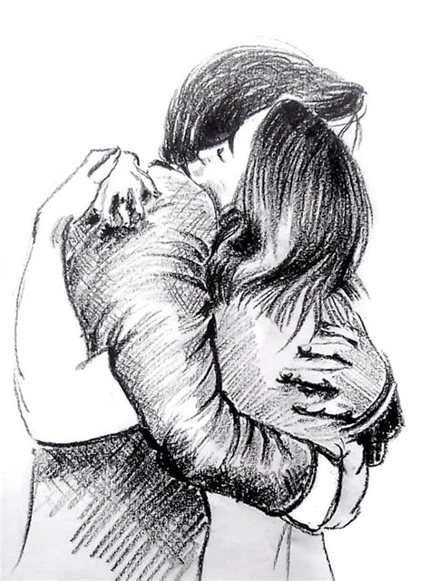 boyfriend girlfriend couple hug drawing - pencilartdrawingssimplelove