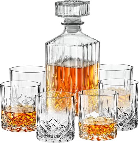 Whiskey Decanter And Glasses Bar Set Includes Whisky Decanter And 6 Cocktail