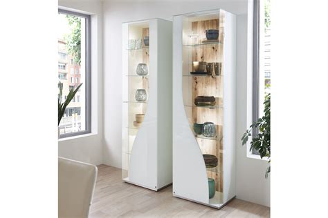 Vitrine CURVE 50 weiß bianco Balkeneiche von LEONARDO living Möbel