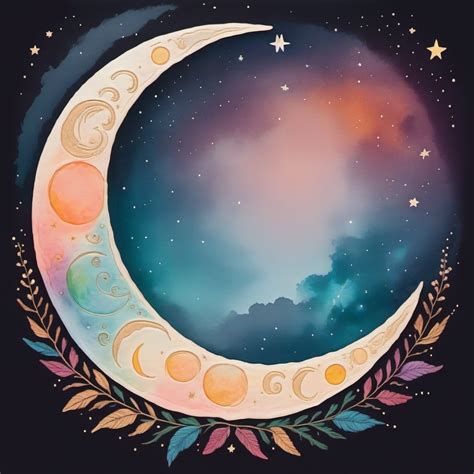 Vibrant Celestial Moon Boho Style Stable Diffusion Online