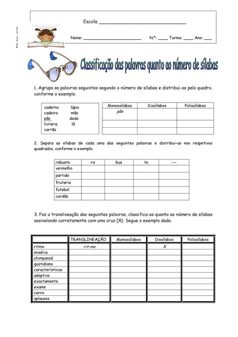 Classificação de palavras número de sílabas by Paula Baptista Issuu