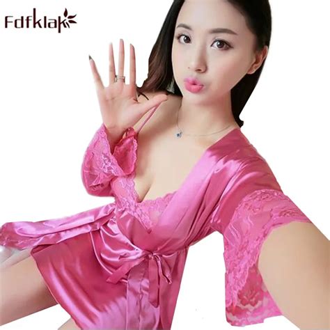 Fdfklak New Arrival Womens Silk Robe Sexy Two Piece Robes Set Spring