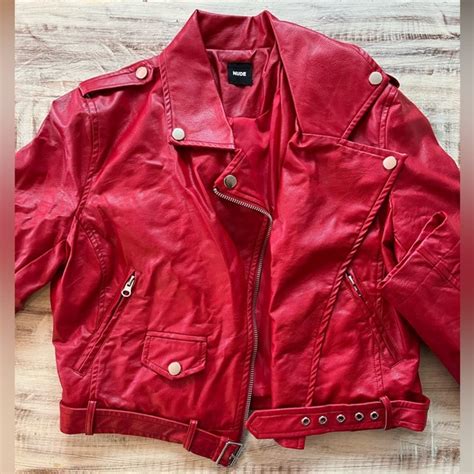 NUDE Jackets Coats Red Pleather Teen Girls Jacket By Nude Poshmark