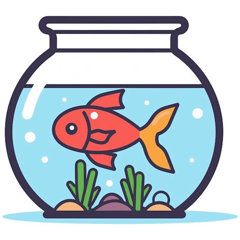 Premium Vector Fish Tank Flat Icon Outline In The Style Of Simple Vector