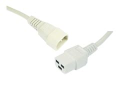 IEC C14 to IEC C19 jumper cord white 1m