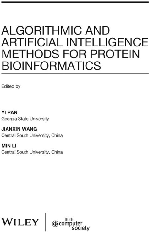 Title Page Algorithmic And Artificial Intelligence Methods For Protein Bioinformatics Book