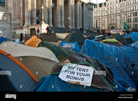 Occupy London St Pauls Tents In Front Of Cathedral With Placard My