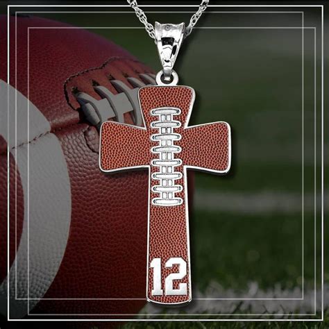 Football Cross Pendant With Number Sterling Silver Etsy