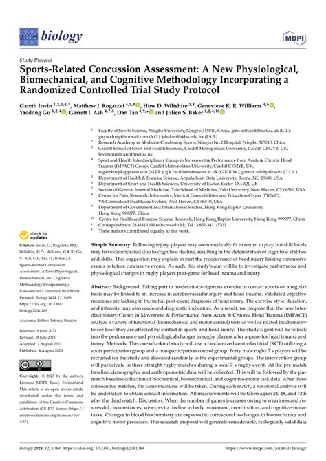 PDF Sports Related Concussion Assessment A New Physiological