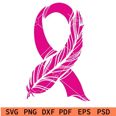 Cancer Ribbon Svg Cancer Feather Ribbon Svg Breast Cancer Awareness