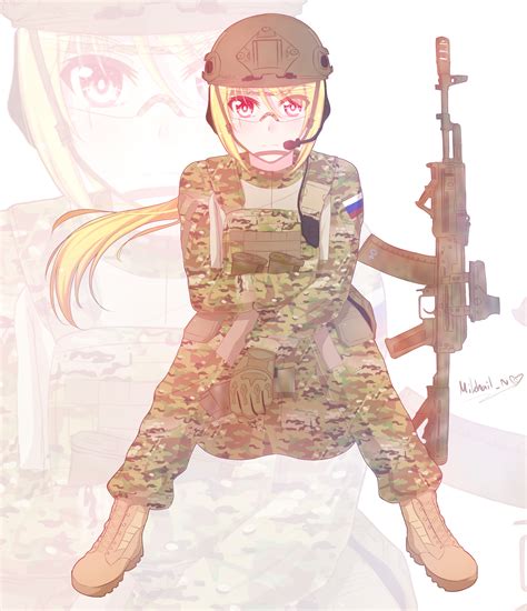 Safebooru 1girl Ak 74 Ak 74m Assault Rifle Blonde Hair Camouflage