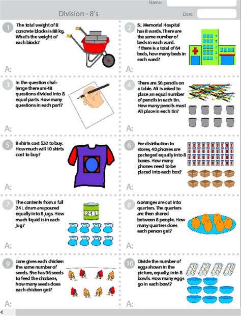 Dividing By 8 Problem Solving Answer Sheet Studyladder Interactive