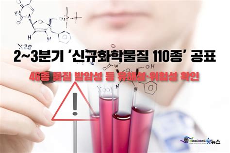 2~3분기 신규화학물질 110종 공표 46종 물질 발암성 등 유해성·위험성 확인