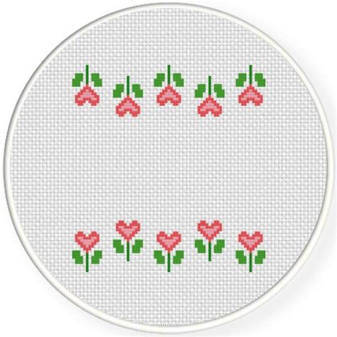 Heart Flower Border Cross Stitch Pattern Cross Stitch Patterns